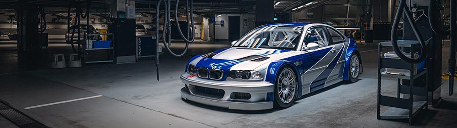 2005 BMW M3 GTR Need For Speed super ultrawide wallpaper thumbnail.